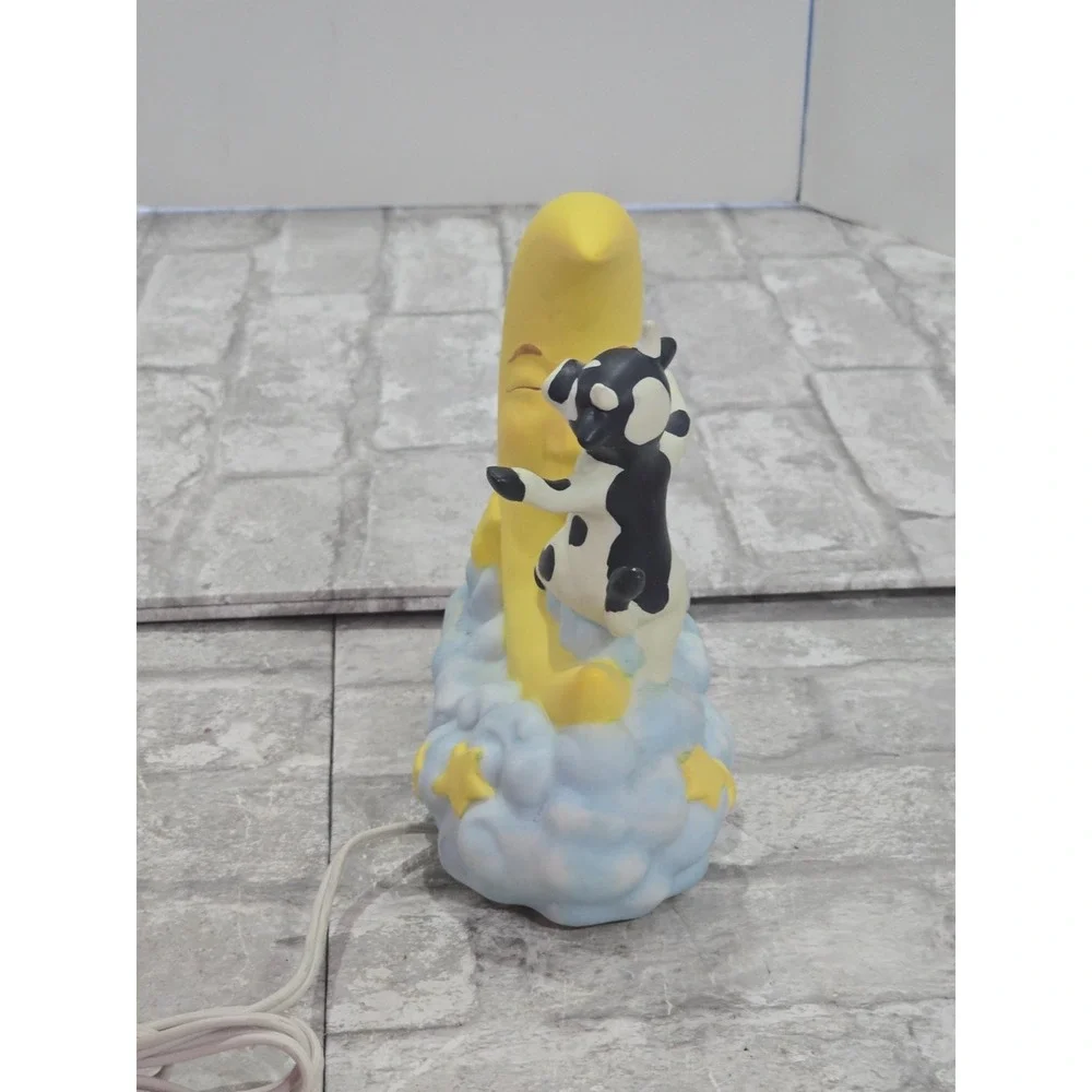 Fine Porcelain Cow Jumps Over The‎ Moon Nightlight Figurine On/Off Switch